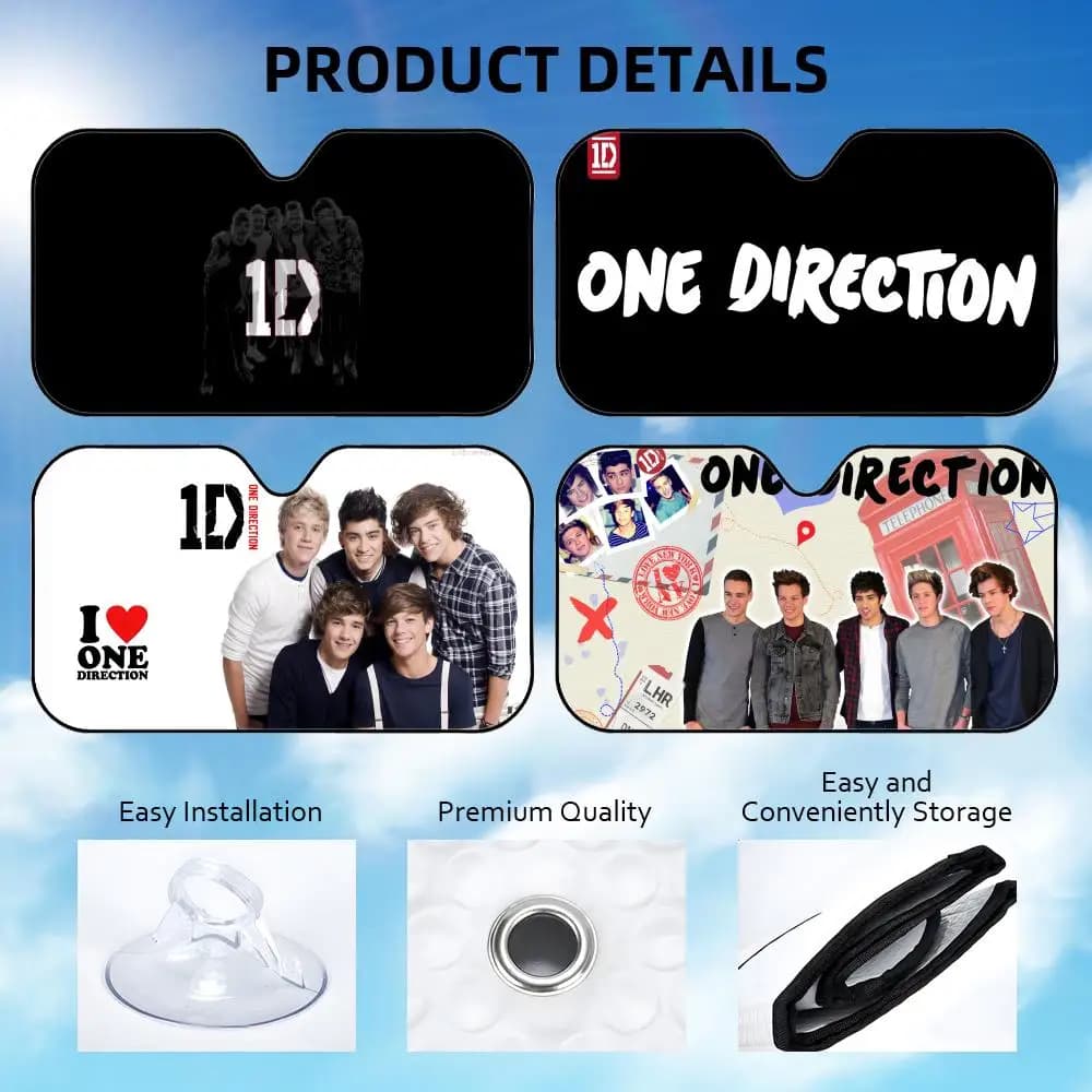 Parasole per Auto O-One D-Direction con Logo, Riutilizzabile in Alluminio, Protezione UV e Isolamento Termico