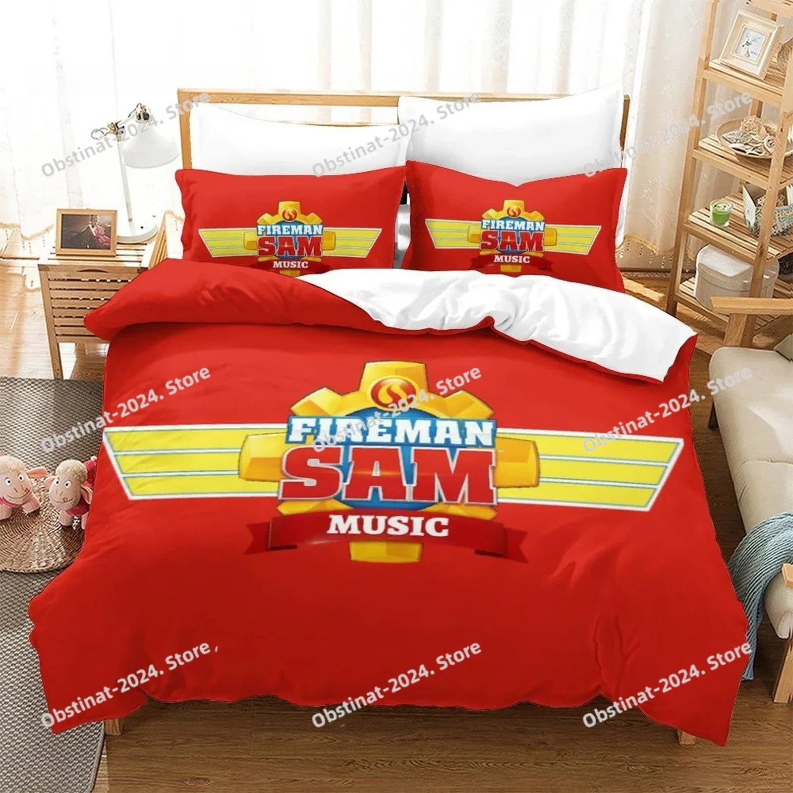 Stampa 3D Anime Lenzuolo Pompiere Sam Set di biancheria da letto Singolo Doppio Completo Queen King Size Set copripiumino per camera da letto per bambini adulti