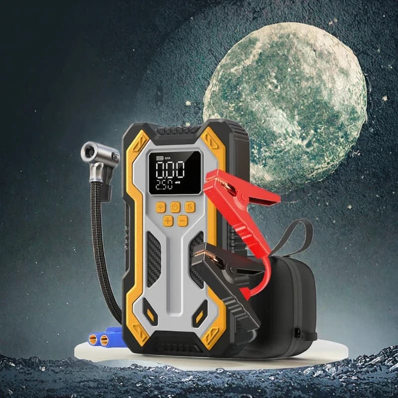 Avviatore di Emergenza con Compressore d'Aria 6000A Portatile per Auto (9.0 Gas/6.5L) con Gonfiatore Pneumatici 160PSI con Spegnimento Automatico