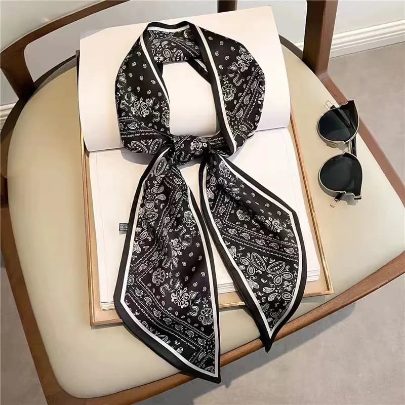 Moda Stampa Nastro per capelli Sciarpa Donna Cravatta al collo Borsa Sciarpe Raso di seta Skinny Foulard Donna Foulard Fasce floreali 2025 Nuovo