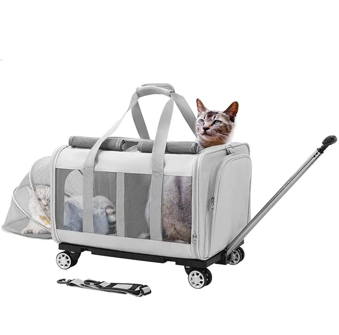 Hot Selling Fashion Portable Foldable Soft-sided Zipper Closure Eco-Friendly Waterproof Pet Trolley Carrier for Dogs Cats Travel