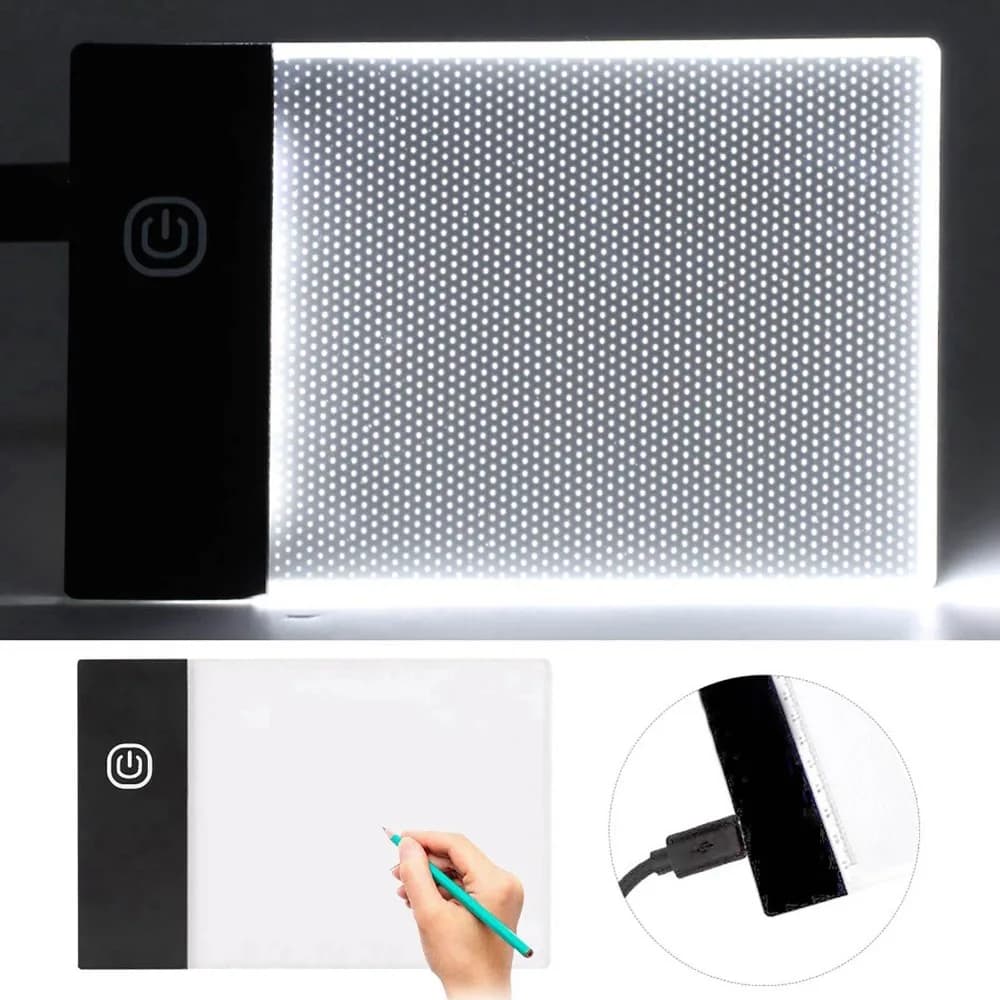 3.3 x 5.1in LED Light Board Adjustable Brightness USB Powered Drawing Tablet Ultra Thin Flip Book Kit Calligraphy Practice