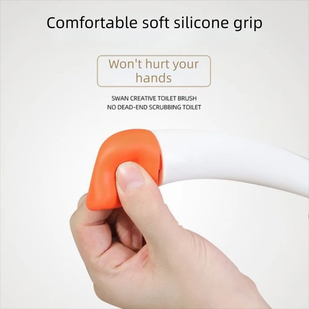 Spazzola per WC a Forma di Cigno Carina in Plastica Facile da Usare Spazzola per Pulizia Bagno con Manico Lungo Detergente per WC