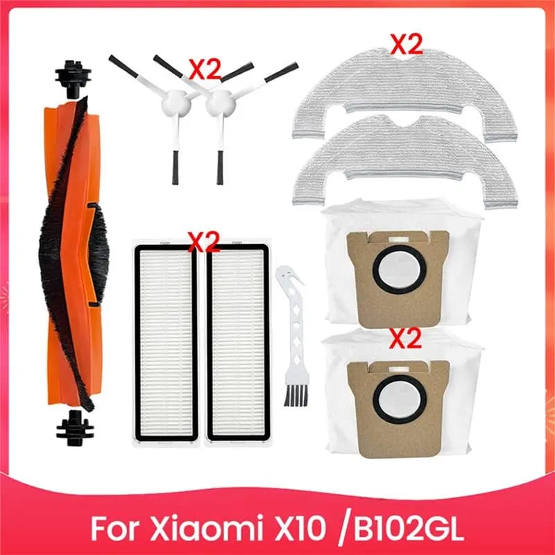 ABVS Set di 10 Pezzi: Spazzola, Sacchetto Filtro Polvere e Panno per la Pulizia per Aspirapolvere Xiaomi X10 B102GL - Ricambi
