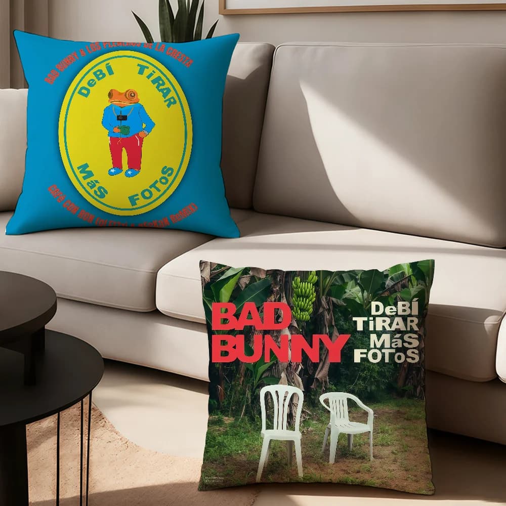 Rapper B-Bad B-Bunny DeBi TiRAR MaS FOtoS Federa per cuscino da ufficio, adatta per divano, auto, camera da letto, fodera decorativa per cuscino