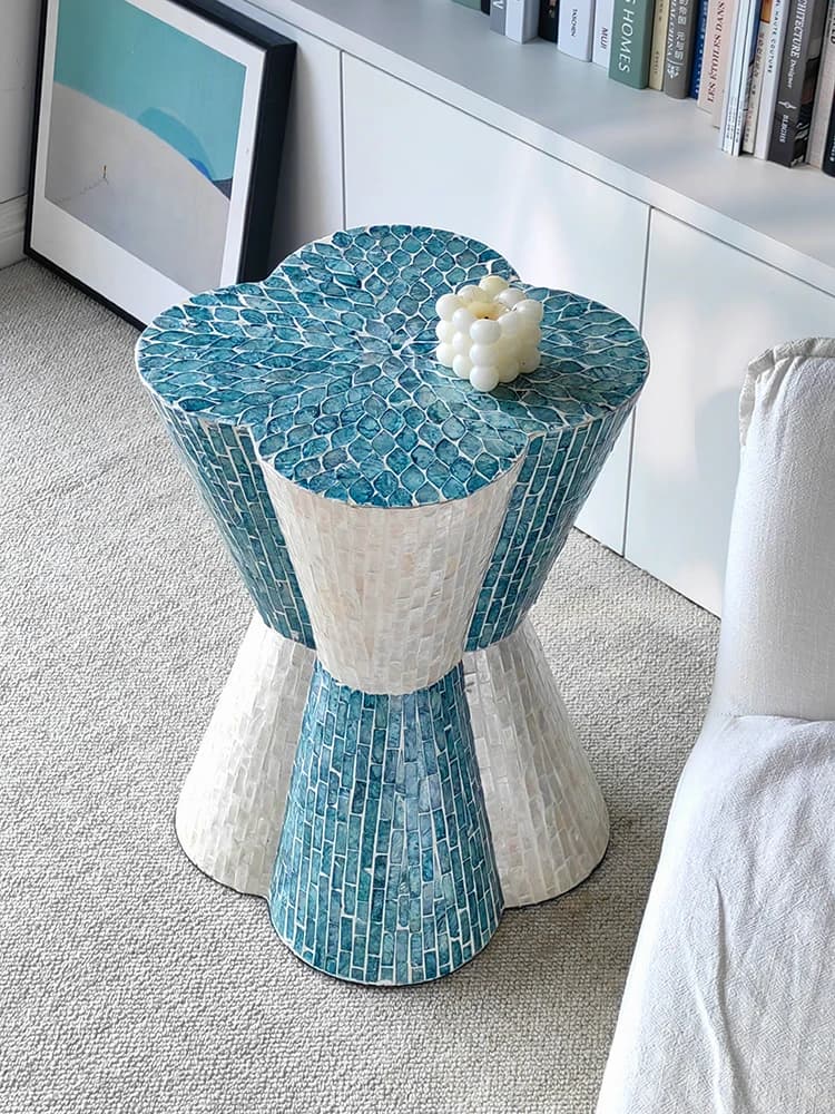 Furniture Home Living Room Sofa Side Tea Table Blocked Handmade Natural Seashell Multi Purpose Seat Pier Coffee Tables
