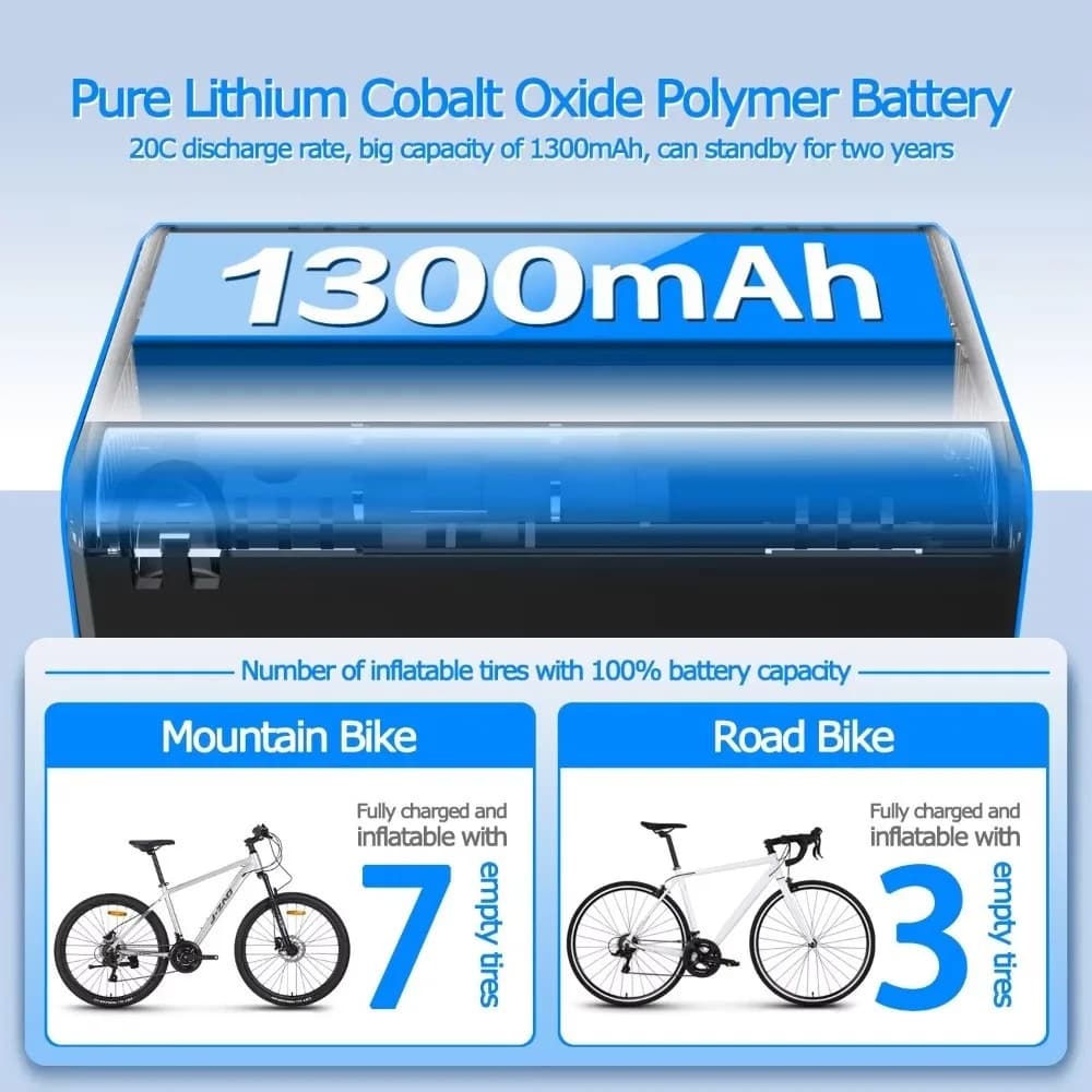 Mini pompa elettrica portatile per bici 1300mAh 120PSI Pompa di aria per bicicletta elettrica USB-C Ricaricabile Gonfiatore ad alta pressione MTB Strada