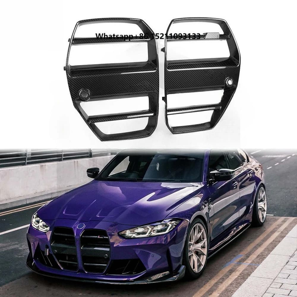 M3 M4 Dry Carbon Fiber ST Style Radiator Grille Center Mesh Front Splitter Diffuser Bumper Lip