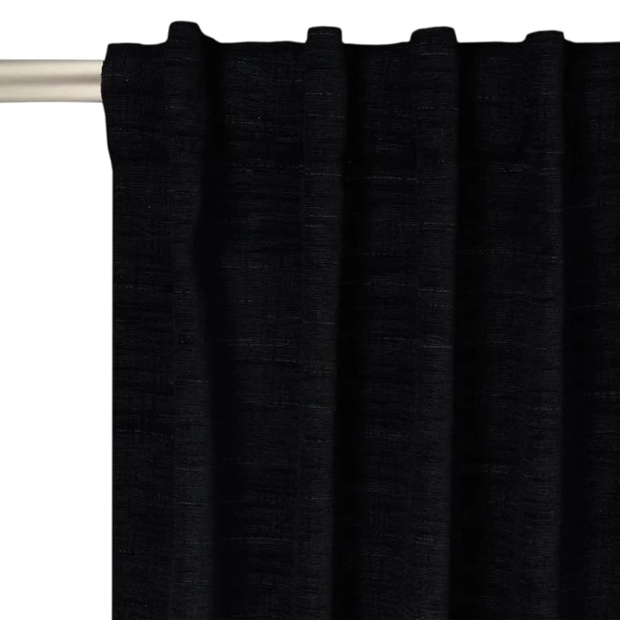 Textured Solid Chenille Blackout Single Curtain Panel Black 50"W x 84"L