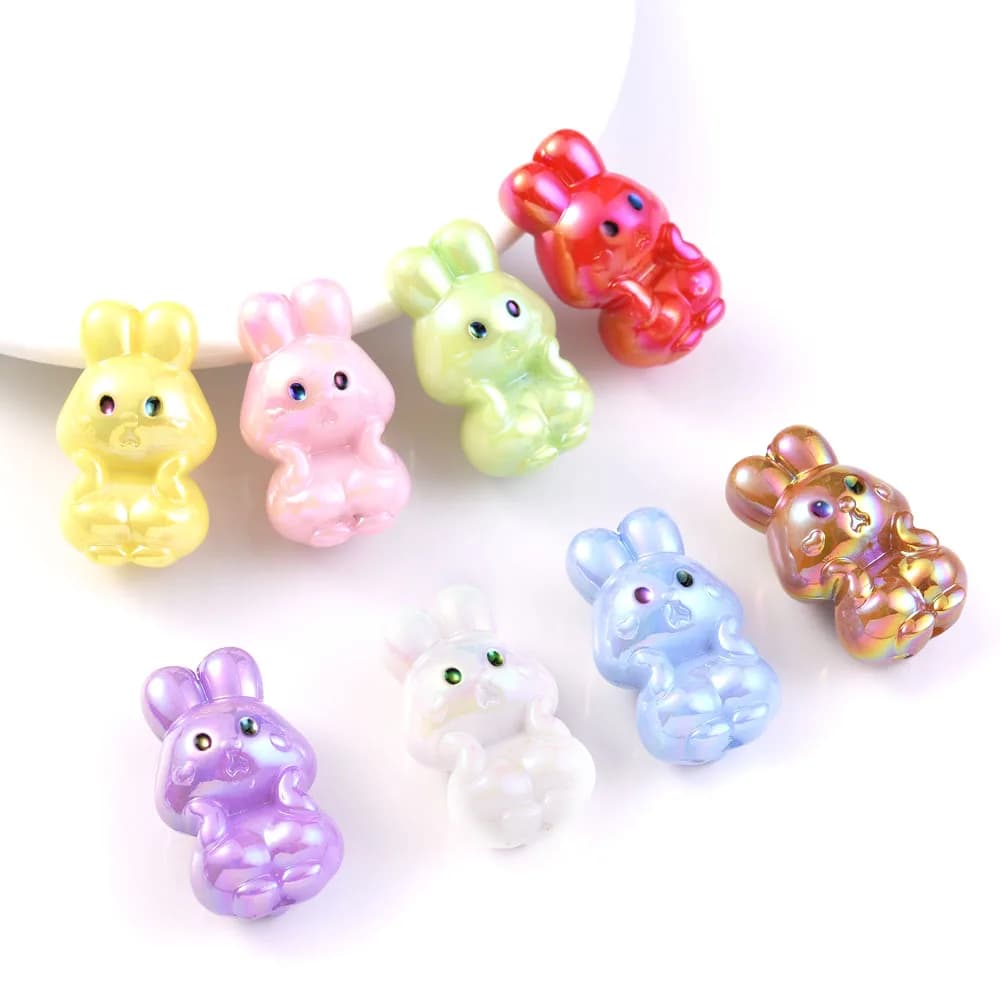 10 Pz 29x32mm Animale Acrilico Perline Sparse Colorate Del Coniglio Del Fumetto Perline Per La Produzione di Gioielli FAI DA TE Orecchini Pendenti Collana braccialetto