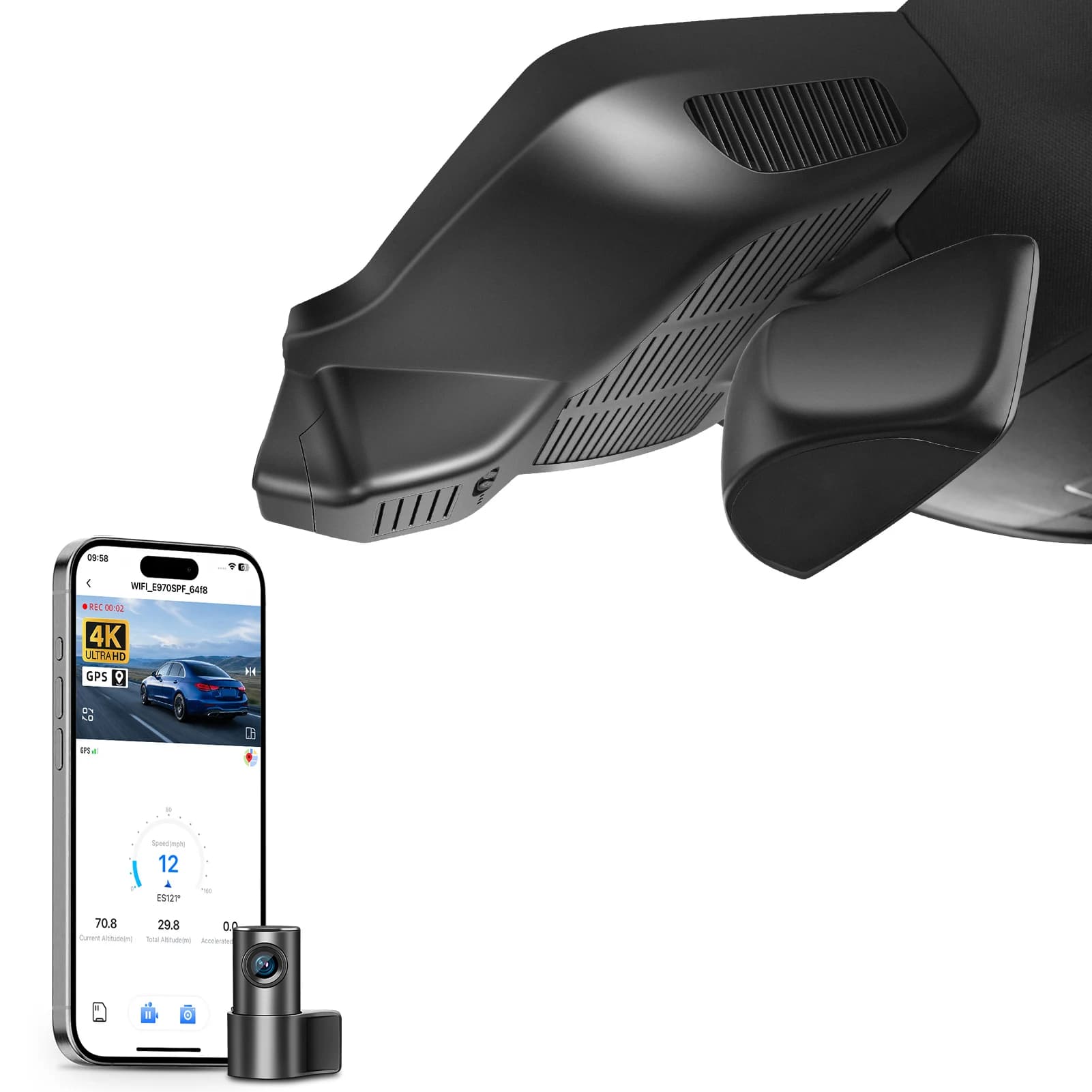 Dash Cam 4K Mangoal per Mercedes Benz Classe E Gen6 W214 (2024-2026) AMG E53 2025+ Telecamera per Auto con GPS, Wifi e APP