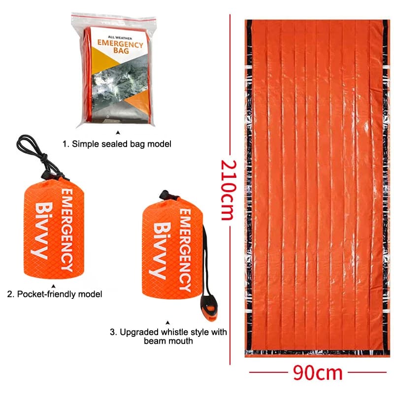 Nuovo Sacco a Pelo Termico di Emergenza per Sopravvivenza all'Aperto, Coperta Termica in Mylar Impermeabile Riutilizzabile, Sacco Portatile per Escursionismo e Attrezzatura di Emergenza