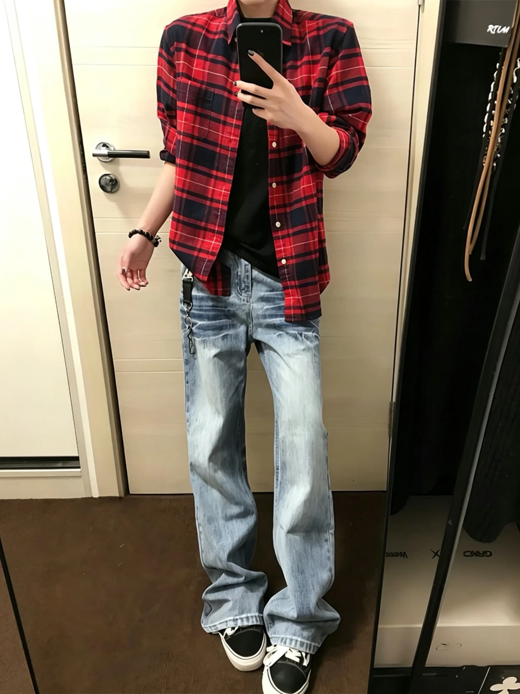 Jeans da uomo Cleanfit azzurro chiaro estivi sottili a gamba dritta con effetto allungante, micro svasati, con orlo a risvolto, a tubo dritto