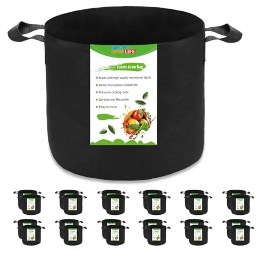 Confezione da 24 Sacchi per Coltivazione, Vasi in Tessuto Aerato Resistenti con Manici per Giardino e Piantumazione
