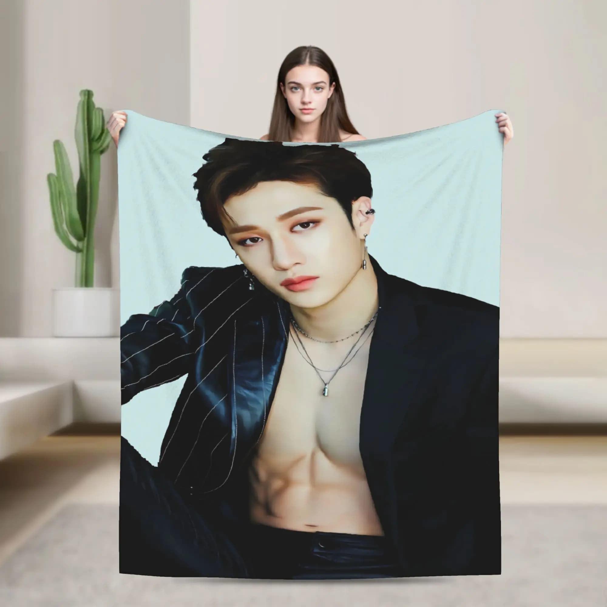 Bang chan Coperta del gruppo coreano Rapper Aereo da viaggio Coperta in flanella per la decorazione domestica Copriletto caldo Regalo di compleanno