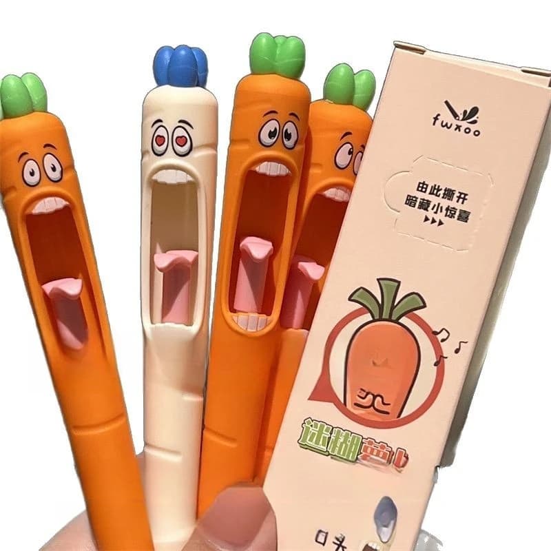20264 pezzi Divertente Penna Gel Nera a Pressione a Forma di Carota ad Asciugatura Rapida, Strumento di Scrittura Creativo Anti-Stress di Alto Valore per Studio, Ufficio, Scuola