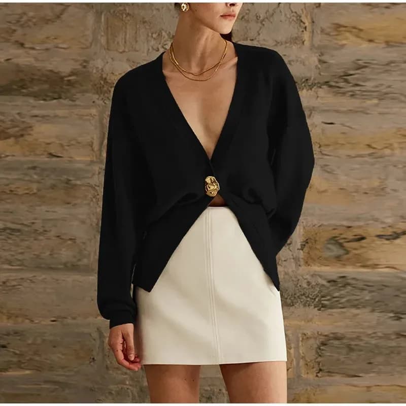 Cappotti cardigan chic da donna Sexy scollo a V con bottoni singoli Maglione lavorato a maglia a maniche lunghe Cardigan solido da donna Maglioni autunnali di moda