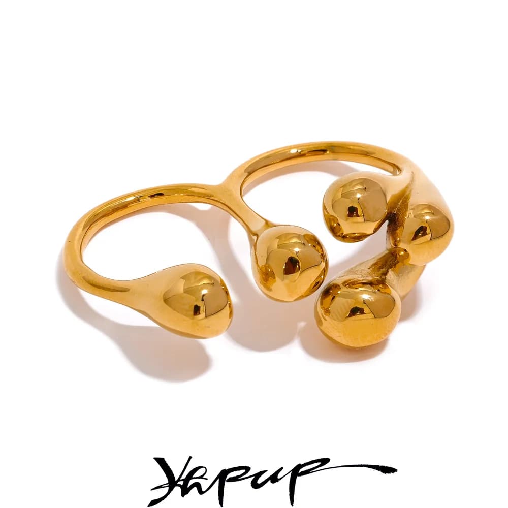 Yhpup Anello creativo individuale alla moda in acciaio inossidabile Impermeabile Oro Argento Colore Texture Gioielli per regalo da donna