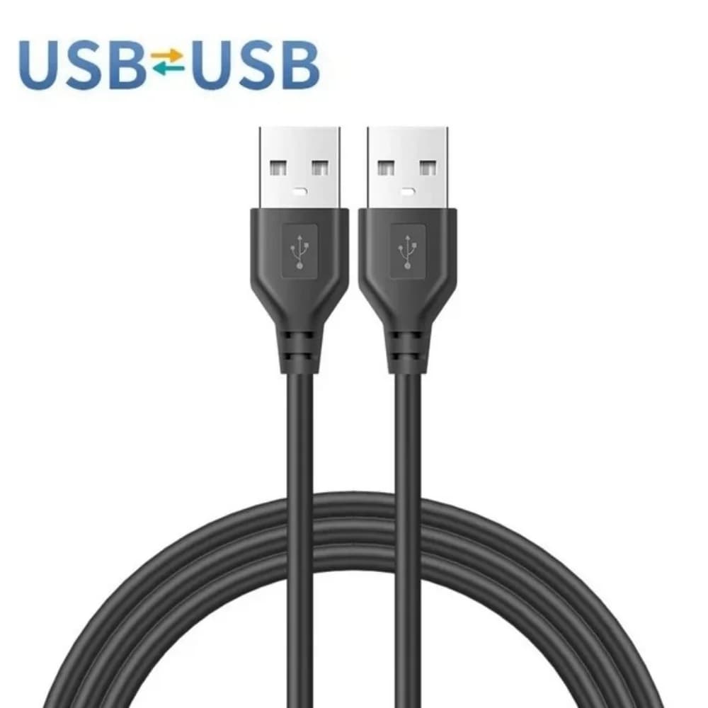USB A Male to Male Dual USB Cable 0.5m 1m 1.5m for PC Radiator Hard Disk Webcam Camera Data Transmission Extender Cord Black