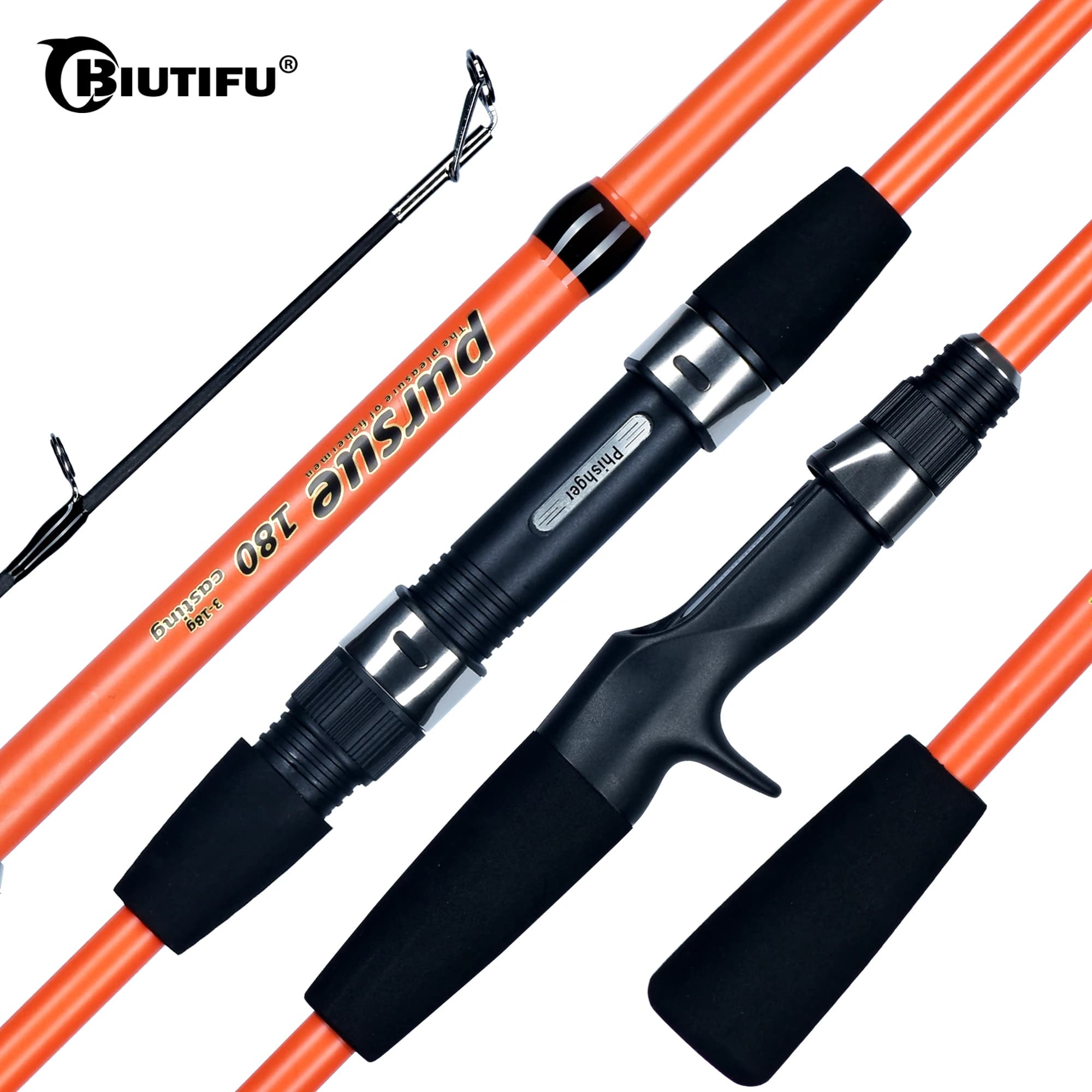 BIUTIFU-Spinning Casting Mini Rock Canna da pesca in carbonio da viaggio Baitcasting Palo invernale Veloce ultraleggero Peso esca 3-18g 1,8 m 2,1 m
