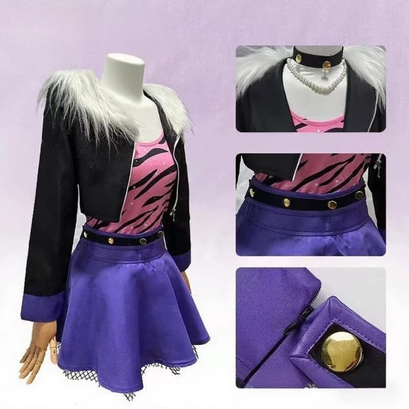 American Anime Clawdeen Wolf Cosplay Costume Black Short Coat Uniform Woman Adult Sexy Halloween Carnival Dress