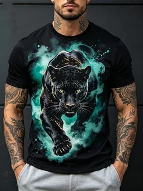 Men's 3D Watercolor Wild Animal Print T-Shirt Tiger Lion Panther Dragon Crew Neck Short Sleeve Casual Streetwear Graphic Top