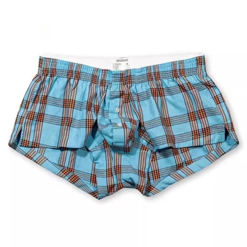 Biancheria intima da uomo con rigonfiamento Boxy, pantaloni da salotto con freccia scozzese, comodi boxer, casual, per la casa, da indossare ogni giorno, per giovani, con custodia convessa a U