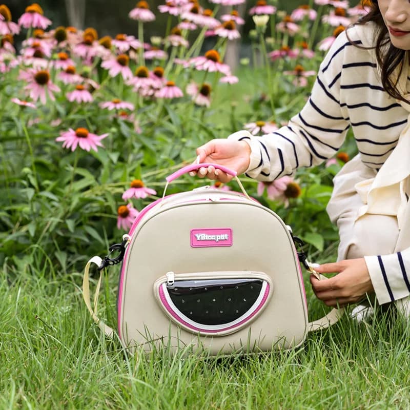 Large Capacity Breathable Small Pet Carrier Crossbody Bag, Portable Shoulder Bag for Hamster, Guinea Pig, Parrot & Hedgehog