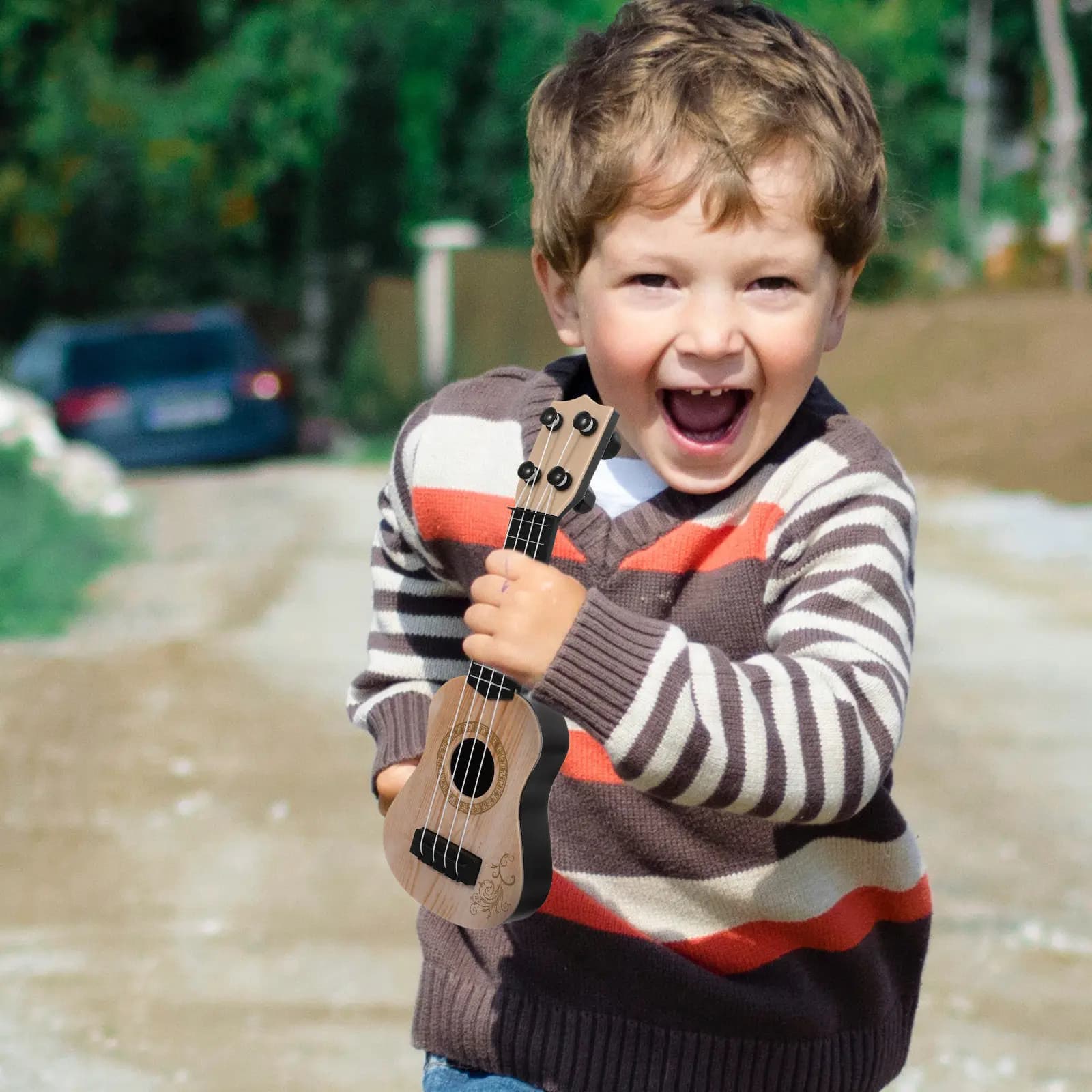 2Pcs Toddler Ukulele Plastic Musical Instruments Safe Children Guitar Education Musical Cognitive Development Learning Plaything