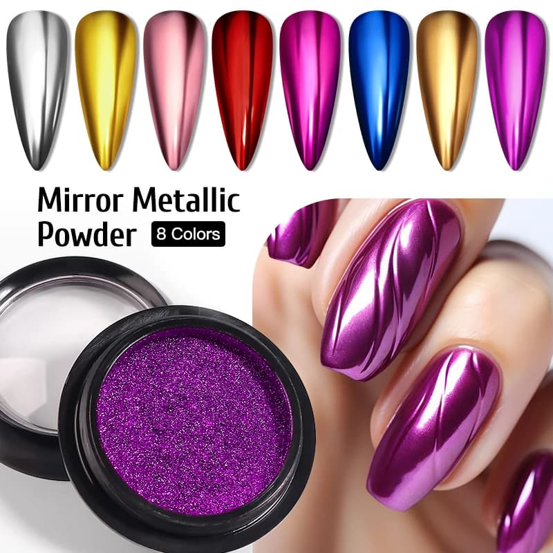 Polvere metallizzata oro argento specchio glitter per unghie oro rosa champagne argento smalto gel UV polvere cromata manicure pigmento fai da te Decr
