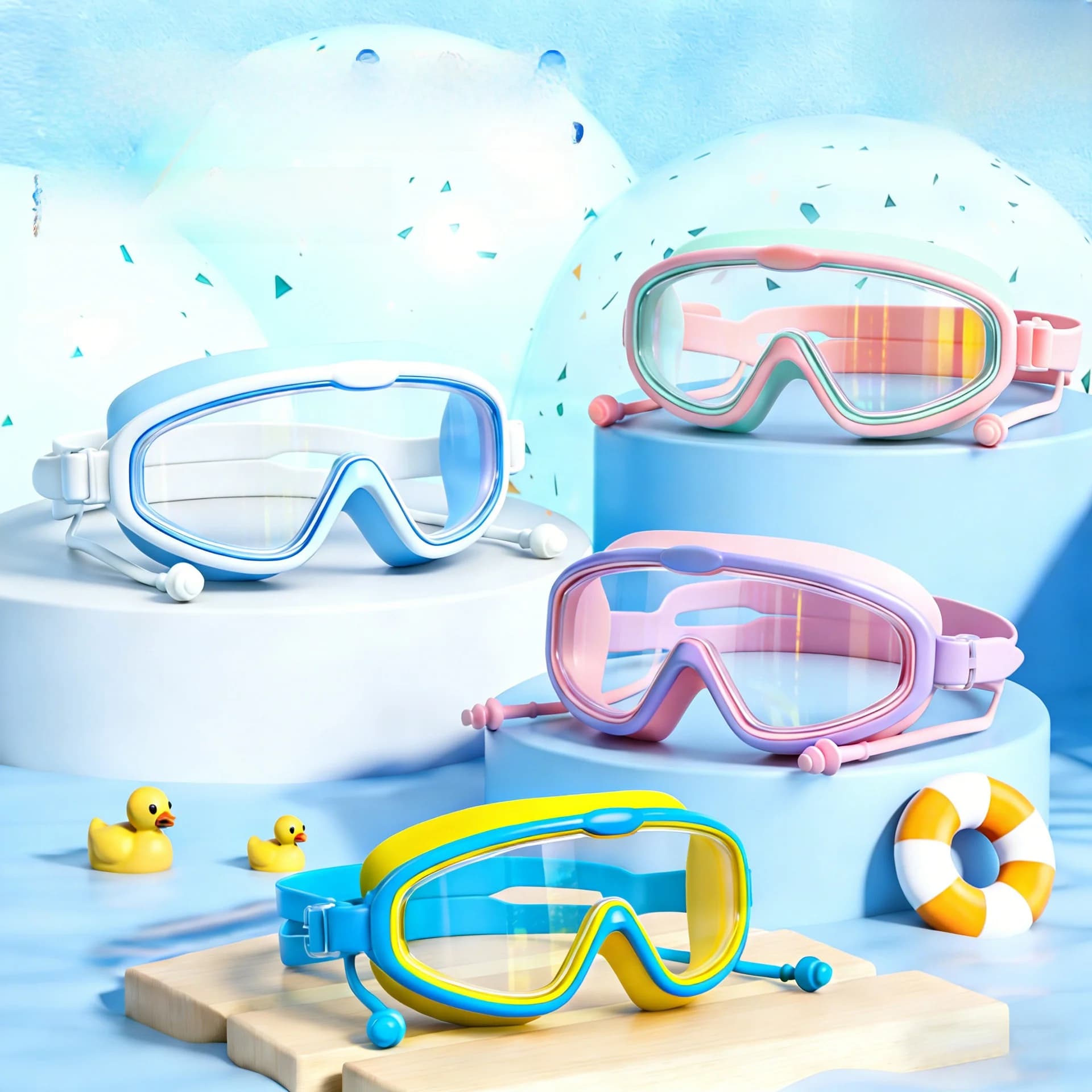 Children's Swimming Goggles, Girls' And Boys' Swimming Equipment, Waterproof And Anti Fog Large Frame Professional Diving Goggle