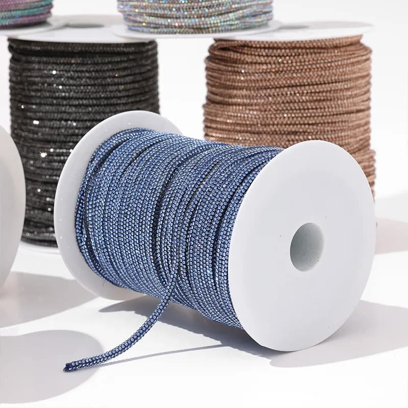 10yards 4mm Crystal Rhinestone Cord Trim Glass Diamond Rope DIY Sewing For Clothes Shoes Bags Wedding Dress Costume Decoration