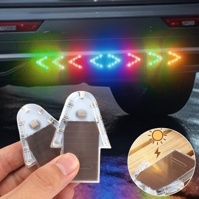 Luce Stroboscopica LED Impermeabile, Lampada di Avvertimento di Sicurezza per Auto, Moto, Bici, Autoadesiva, per Costruzioni, Emergenze, Alimentata a Energia Solare, con Freccia