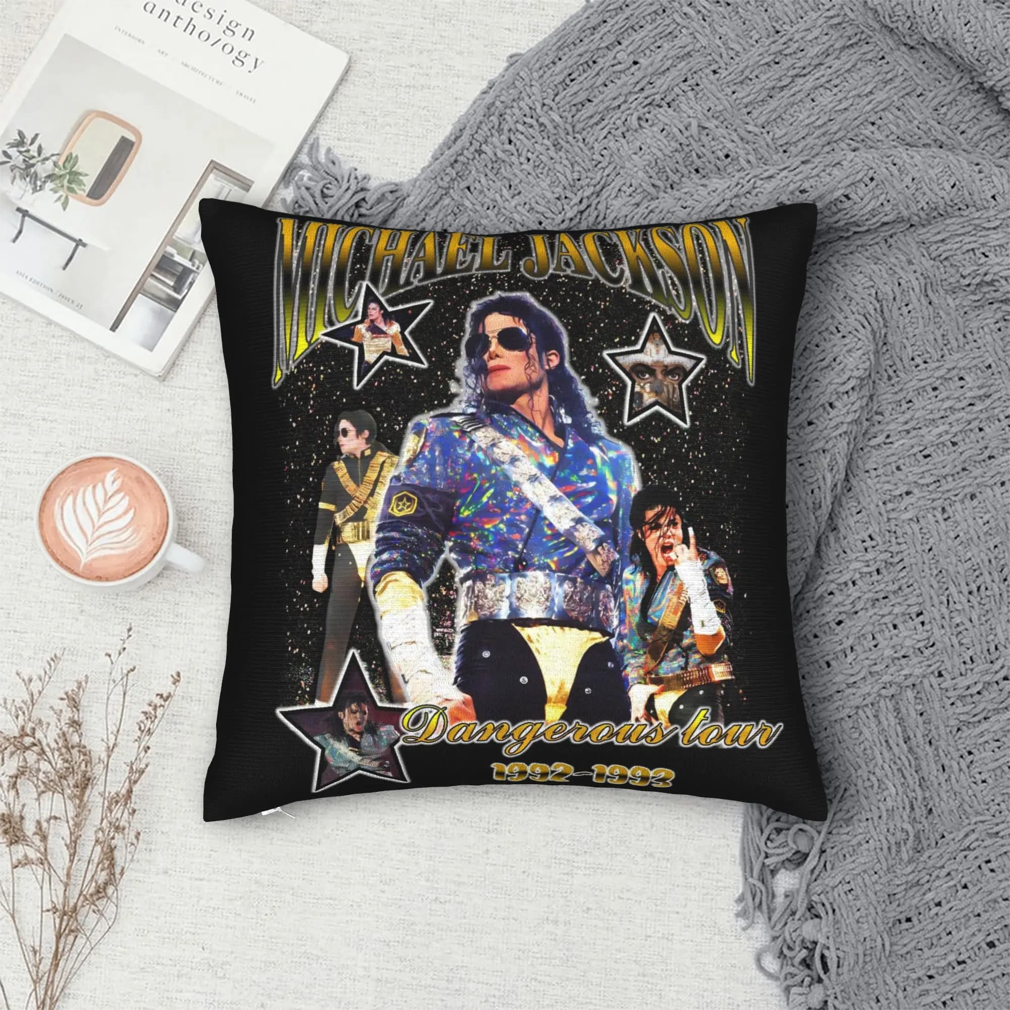 Federa per cuscino con stampa Michael Jackson, federa per cuscino per soggiorno, letto, sedia, federa per cuscino divertente e carina