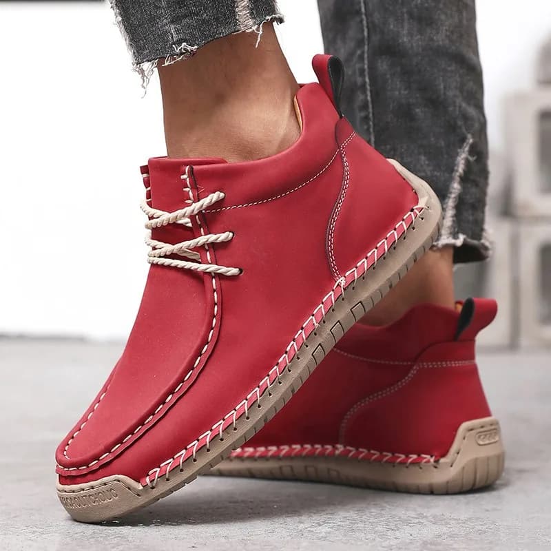 Women Boots Handmade Leather Ankle Boots Retro Soft Sole Slip on Flat Shoes Non-slip Men Loafers Outdoor Plus Size Casual Shoes