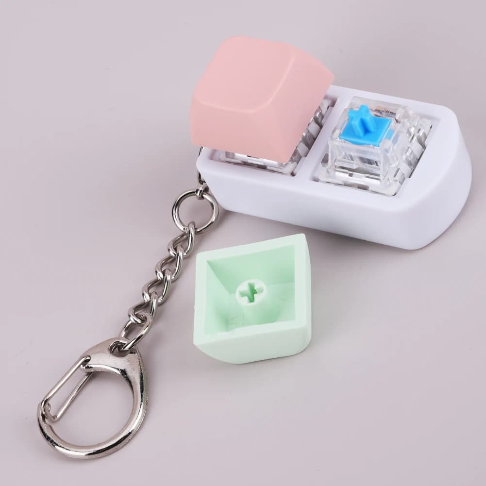 Tester per Switch di Tastiera a 2 Tasti, Portachiavi Fidget con Pulsante Meccanico per Adulti, Antistress e Decompressione