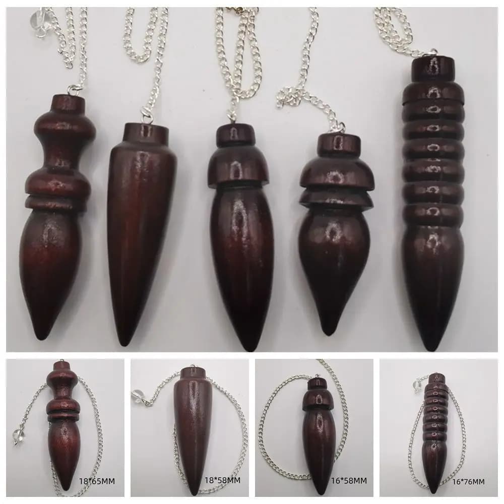 Guarigione pendolo in legno naturale portatile rabdomante amuleto Reiki Spiritual pendolo in legno con ciondolo a pendolo Reiki a catena