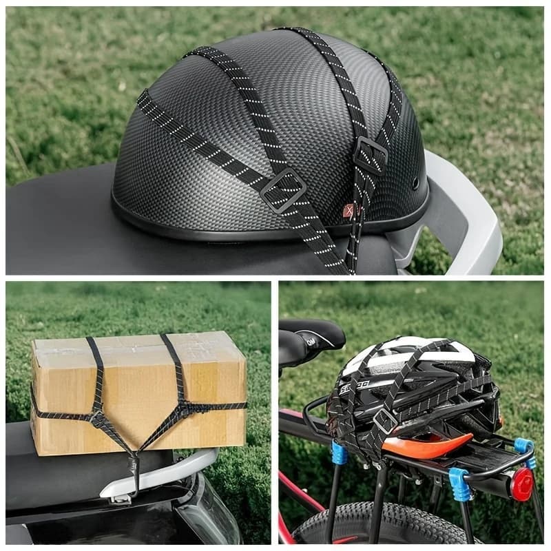Corda elastica per cinghia riflettente per moto, cinghia elettrica per sedile posteriore, corda elastica fissa per casco, strumento per raggruppare elastico per bagagli, cordino per moto