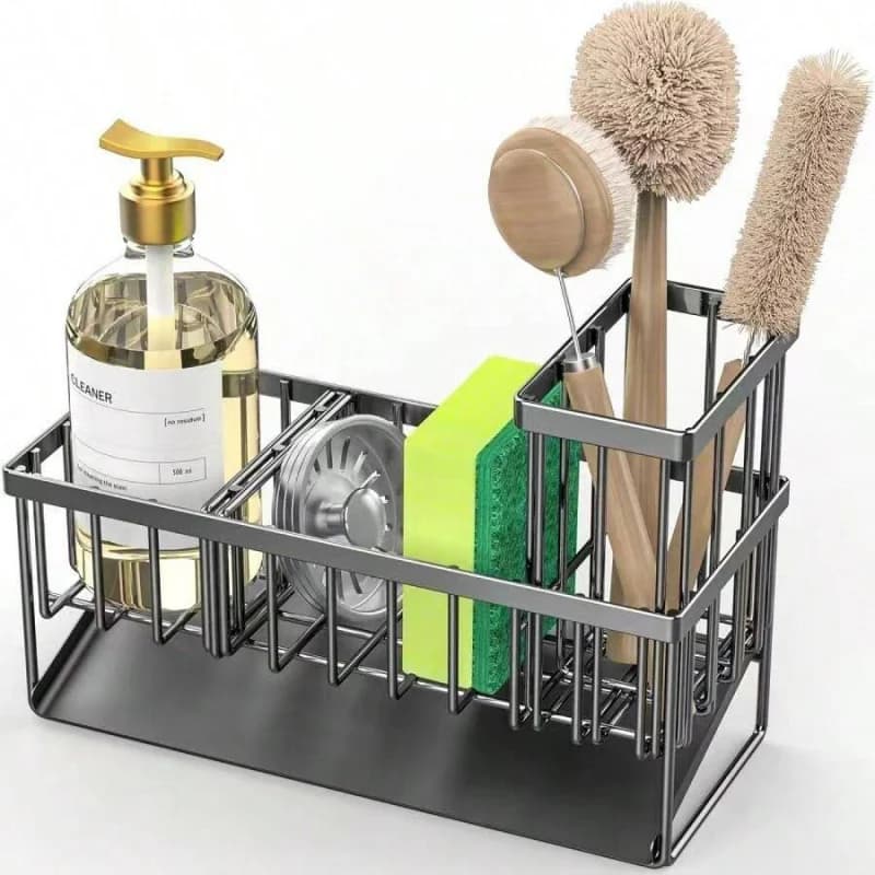 Porta spugna in acciaio inossidabile con drenaggio in pendenza e portasciugamani, ripiano da cucina efficace anti-muffa