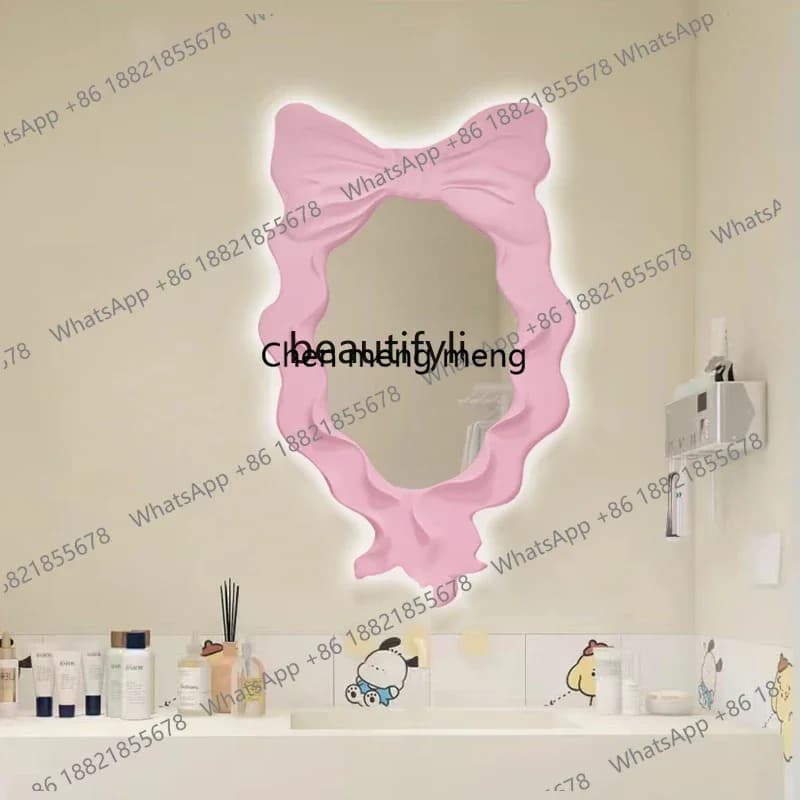 Vendite calde Specchio da bagno Specchio per trucco intelligente Stile crema nordica, Specchio decorativo per bagno in famiglia irregolare