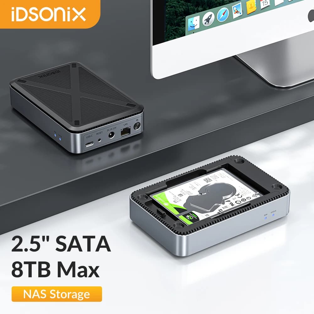 IDsonix 2.5 "pollici SATA Hard Drive Enclosure NAS Network Storage esterno SSD/HDD Case Family Private Cloud Storage APP Control