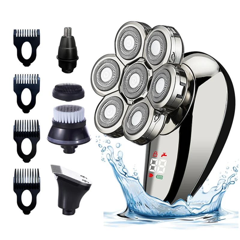 5 in 1 rasoio elettrico per uomo testa calva tagliacapelli naso trimmer galleggiante 7D lama testa da barba coltello rasoio ricaricabile