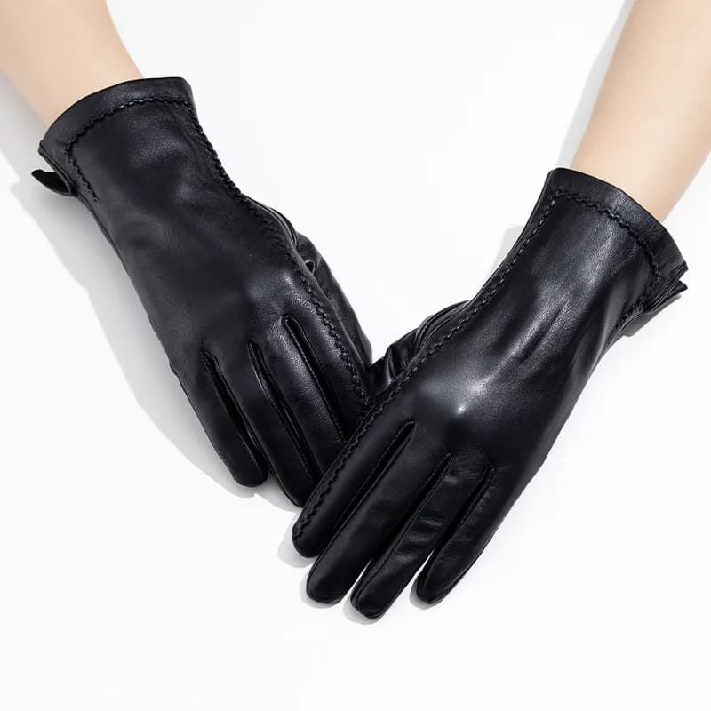 Guanti da donna in pelle di pecora per ciclismo all'aperto Guanti caldi per tutte le dita per attrezzatura da ciclismo invernale all'aperto