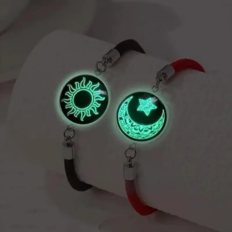 Set di gioielli in stile vintage: braccialetto luminoso sole, luna e stella, braccialetto dell'amicizia per coppie alla moda, set regalo per migliore amico