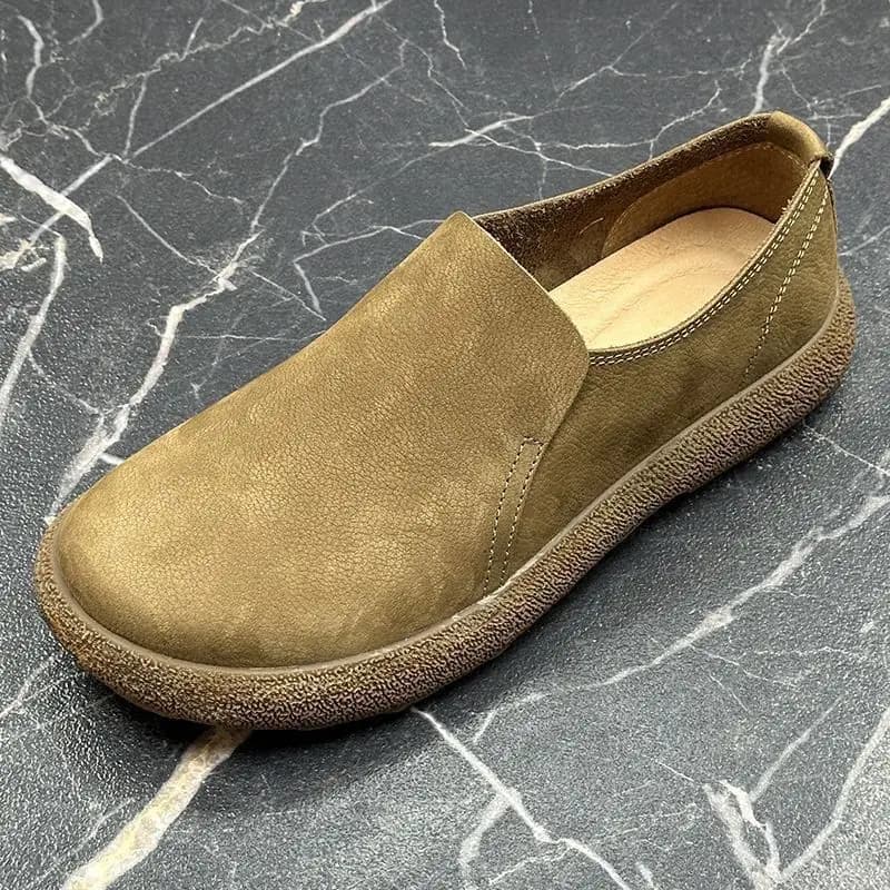 Mocassini da Uomo in Pelle Scamosciata Comodi 2026, Scarpe Basse Casual Slip-on Classiche con Punta Tonda in Morbida Pelle