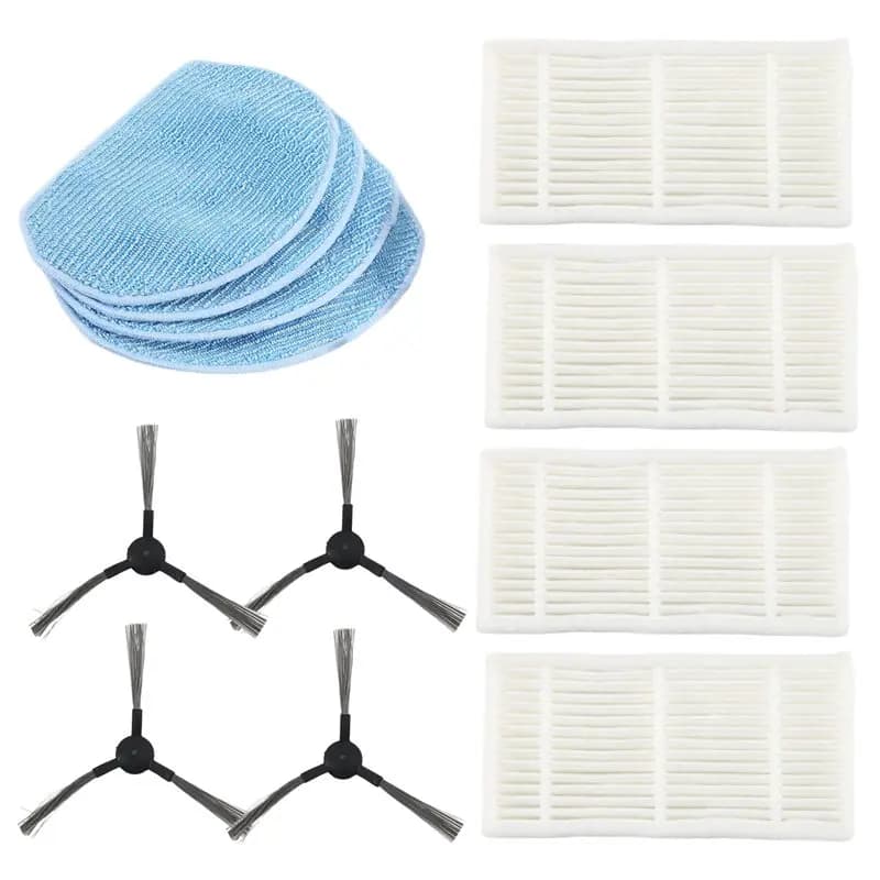 AEE2-12PCS Side Brush Hepa Filter Mop Cloth For Midea VCR04G Robot Vacuum Replacement Accessories