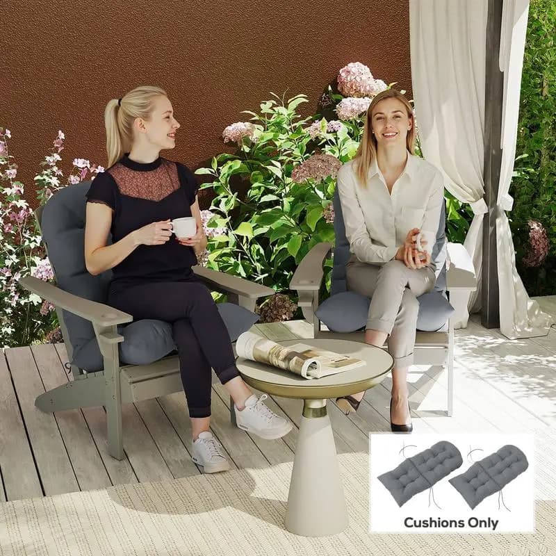 Set di 2 cuscini per sedia Adirondack con lacci, grigio