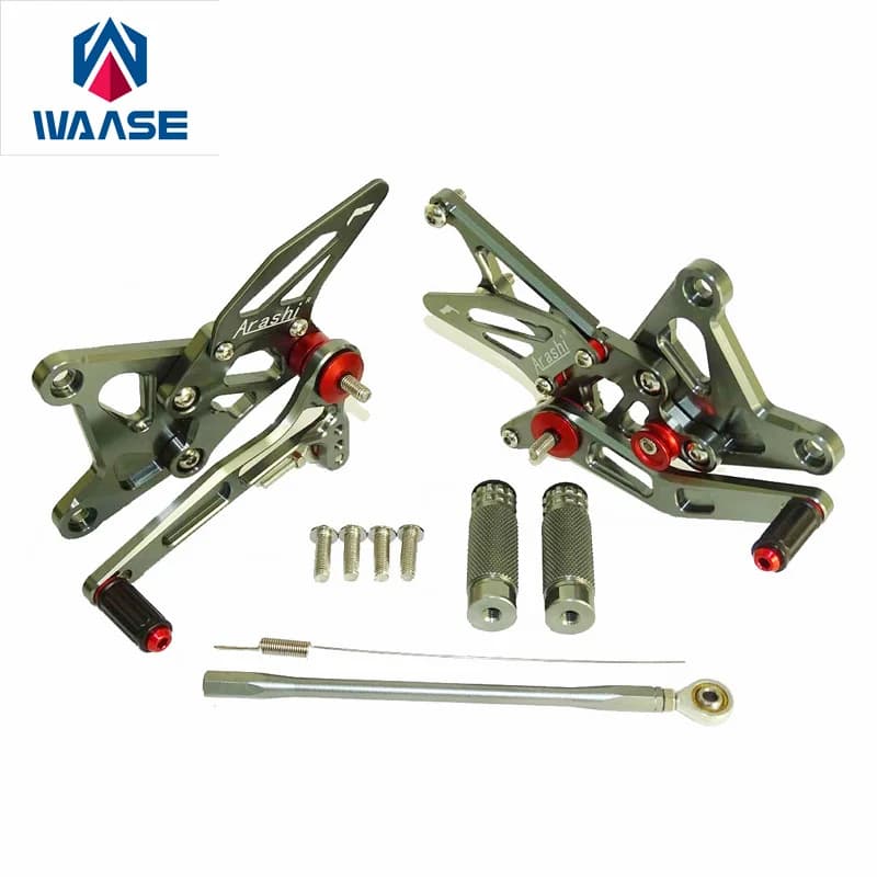 WAASE ZX6R CNC regolabile Rider posteriore set pedane poggiapiedi pedane nere per Kawasaki Ninja ZX-6R ZX 6R 636 2005 2006