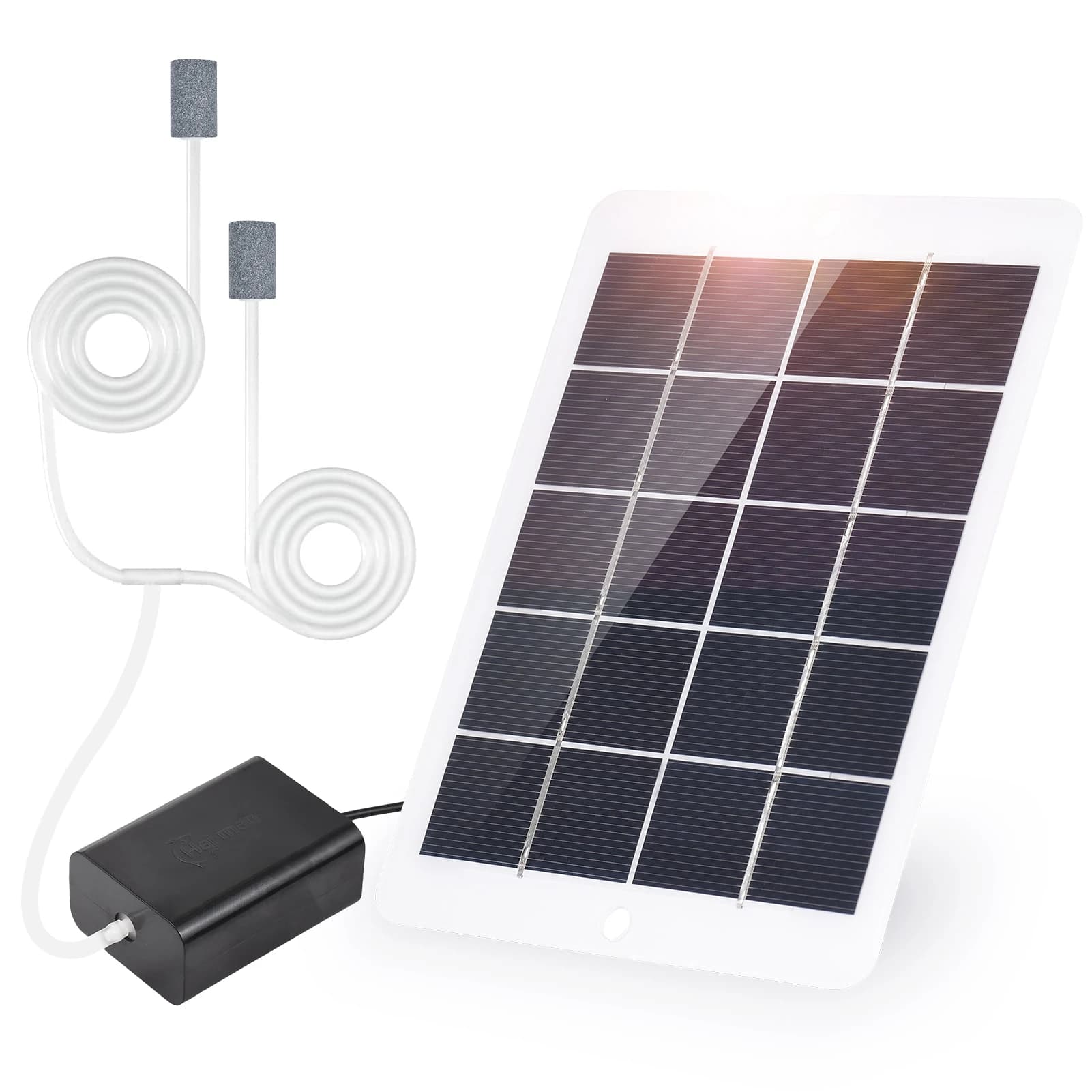 Kit pompa aria ossigeno ad energia solare per acquario acquario ossigenatore aeratore con tubo pannello solare 3W 5V 2 pietre a bolle d'aria