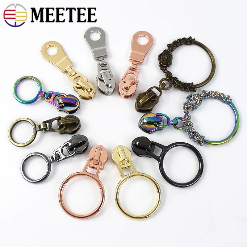 5/10/20/30 pezzi 5 # Estrattore per cerniere O Ring per cerniere in nylon Nastri Decor Cursori per cerniere Borse per portafogli Cerniera per vestiti Accessori per la riparazione della testa